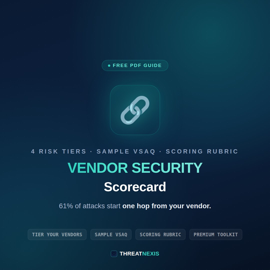 Vendor security scorecard cheat sheet covering vendor risk tiers, sample VSAQ, and scoring rubric